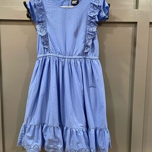 Lands' End Girls XL 14/16 Eyelet Swiss Dot Ruffle Dress